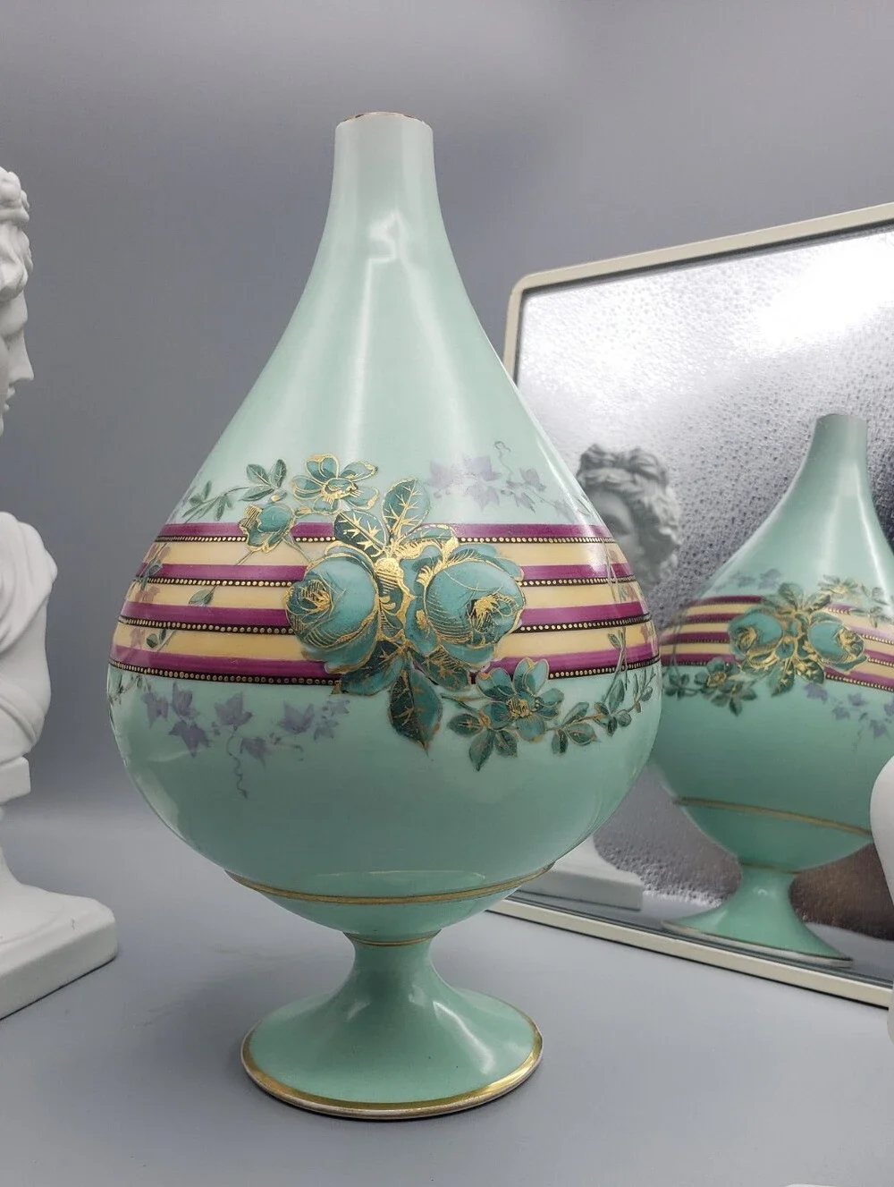 RARE Antique Art Nouveau Porcelain - 18th Century Vase - Floral w/ Gold Gilding